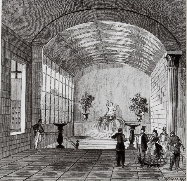 Gravure - La piscine de porcelaine de l'établissement thermal