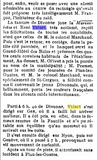Vidart vole de Plan les Ouates à D.3