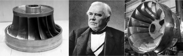 L'ingénieur hydraulicien américano-britannique James Bichens Francis a inventé la turbine qui porte son nom en 1848. C’est une turbine à réaction, immergée, composée de 8 à 15 aubes, qui transforme à la fois la vitesse de l'eau (énergie cinétique) et une différence de pression. Elle est utilisée pour les moyennes chutes.